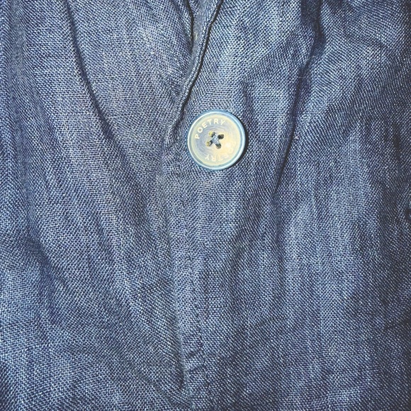 Poetry Garment Dyed Linen Jacket Denim Size 10 100% Linen Blazer Classic Coastal - Picture 2 of 3